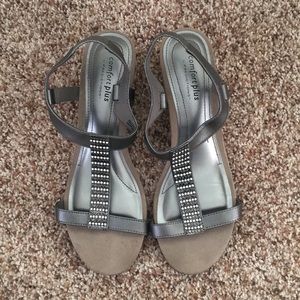 8W ComfortPlus Silver Wedge Heels
